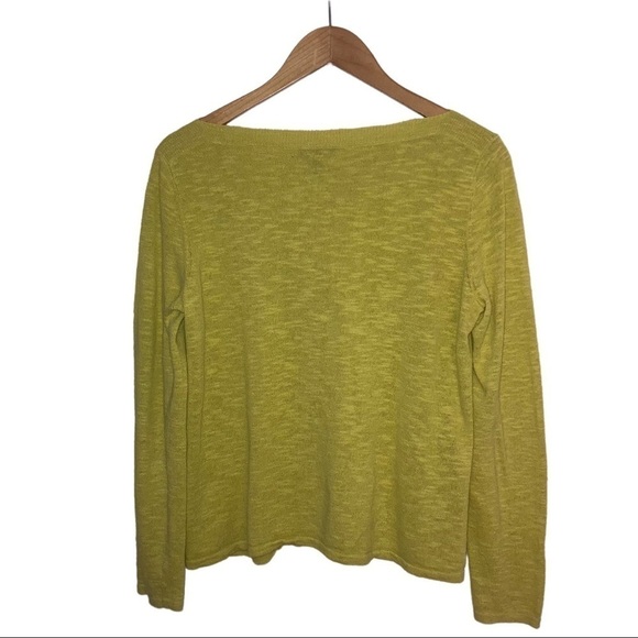 Eileen Fisher Slub Knit Boat Neck Womens Top S Green Yellow - Picture 5 of 5